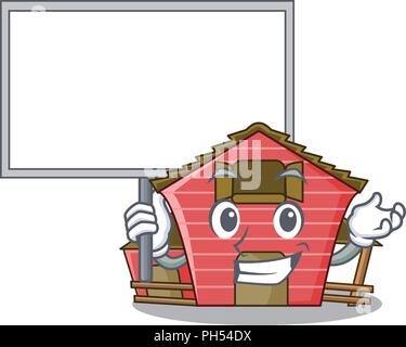 Bringen board Charakter Red Barn Gebäude mit heuschober Vector Illustration Stock Vektor