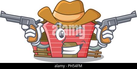Cowboy Charakter Red Barn Gebäude mit heuschober Vector Illustration Stock Vektor