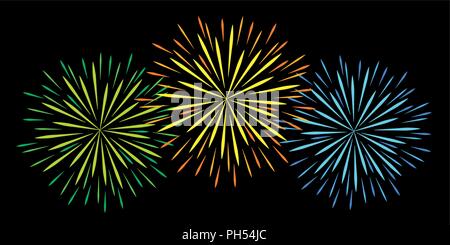 Buntes Feuerwerk Feier auf schwarzem Hintergrund Vektor-illustration EPS 10. Stock Vektor