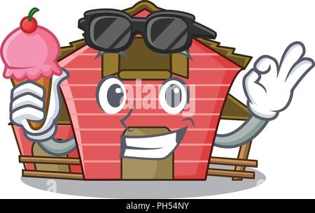 Mit Eis ein Red Barn House Charakter cartoon Vector Illustration Stock Vektor