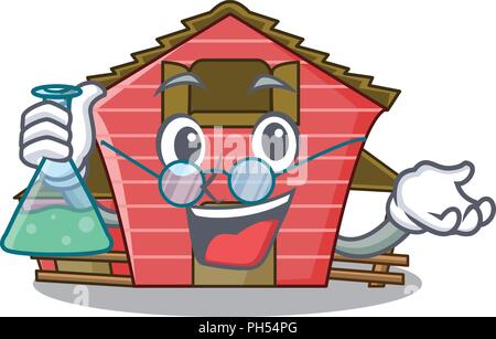 Professor eine rote Barn House Charakter cartoon Vector Illustration Stock Vektor