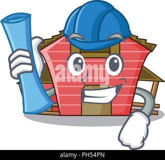 Architekt ein Red Barn House Charakter cartoon Vector Illustration Stock Vektor