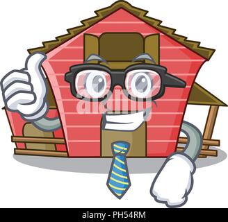 Geschäftsmann eine rote Barn House Charakter cartoon Vector Illustration Stock Vektor