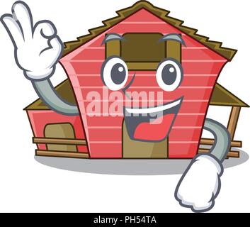 Okay eine rote Barn House Charakter cartoon Vector Illustration Stock Vektor