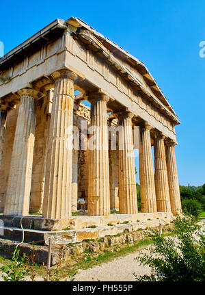 Tempel des Hephaistos. Antike griechische Ort der Anbetung an der nordwestlichen Seite der Agora von Athen. Region Attika, Griechenland. Stockfoto