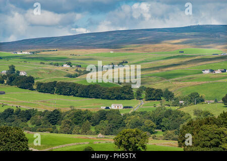 North Pennines AONB Landschaft, Blick nach Norden Westen über Teesdale in Ettersgill aus Holwick, Obere Teesdale, County Durham, UK Stockfoto