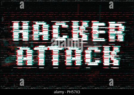Hacker attack Vector Illustration. Glitch Wirkung Text. Stock Vektor