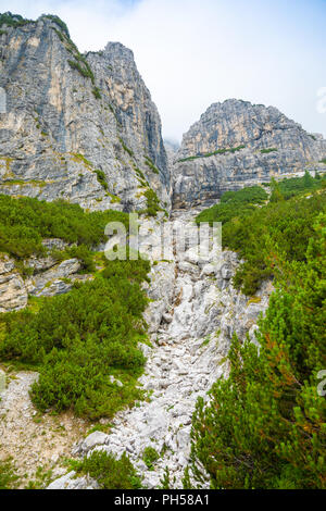 Panoramablick auf die Alpen von der Straße auf den Mangart Sattel, Slowenien Stockfoto