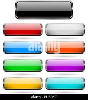 3d Glas Tasten mit Chrome Frame Stock Vektor