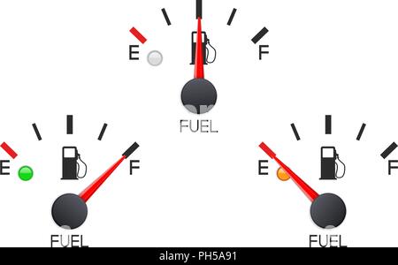 Kraftstoffanzeige. Satz von armaturenbrett Skalen Stock Vektor