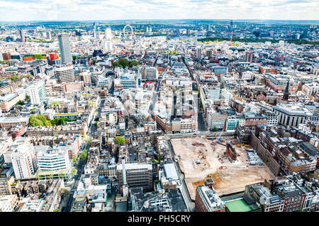 Pearson Square und Central London - Luftaufnahme vom BT Tower Stockfoto