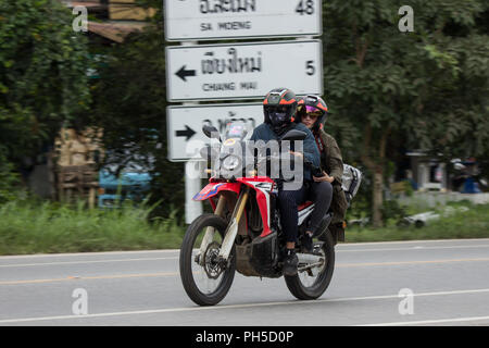 Chiangmai, Thailand - 3. August 2018: Private Racing Honda CBR Motorrad. Foto an der Straße Nr. 121 ca. 8 km von der Innenstadt von Chiang Mai, Thailand. Stockfoto