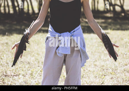 Federn, Frau Hände Stockfoto