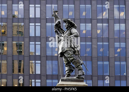 Paul Chomedey, Sieur de Maisonneuve Statue, der Gründer von Montreal, im Zentrum der Stadt, QC, Kanada Stockfoto