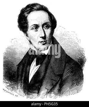 Hans Christian Andersen (geboren am 2. April 1805 in Odense, † 4. August 1875 in Kopenhagen), dänischer Dichter und Schriftsteller. Nach dem Gemälde von Jensen, H.P. Hansen / Jensen 1895 Stockfoto