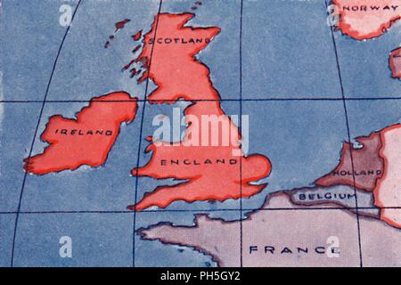 "Die britischen Inseln und Nordeuropa am Mittag im Frühjahr oder Herbst", 1935. Artist: Unbekannt. Stockfoto