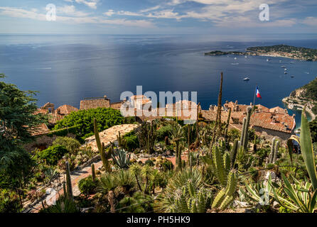 Der exotische Garten" in dem mittelalterlichen Ort Eze in der Cote d'Azure Stockfoto