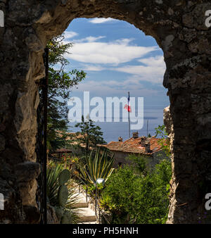 Der exotische Garten" in dem mittelalterlichen Ort Eze in der Cote d'Azure Stockfoto