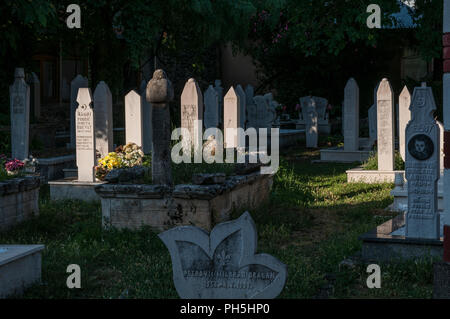 Bosnien und Herzegowina, Europa: der Friedhof in der Nähe des Karadjoz Bey Moschee, die größte Moschee in Mostar, Beispiel der osmanischen Architektur 1554 erbaut Stockfoto