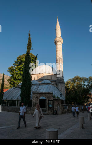 Bosnien: Die karadjoz Bey Moschee (1554), der größten Moschee in Mostar, einer der beliebtesten touristischen Reiseziele, Beispiel der osmanischen Architektur Stockfoto