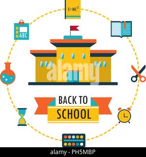 Zurück zu Schule Hintergrund mit Studie Thema Symbole Stock Vektor