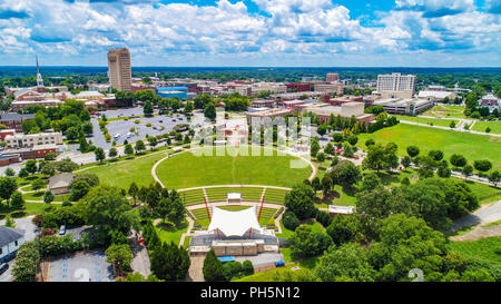 Drone Luftbild der Innenstadt von Spartanburg South Carolina Skyline Stockfoto