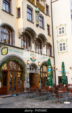 Wirtshaus Biergarten in München, Deutschland. Stockfoto