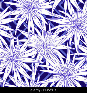 Blumen Sommer nahtlose Hintergrund. Blumen chrysanthemum handgezeichnete Vector Illustration Stockfoto