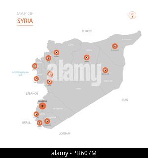 Stylized vector Syrien Karte der großen Städte, die Hauptstadt Damaskus, administrative divisions. Stock Vektor