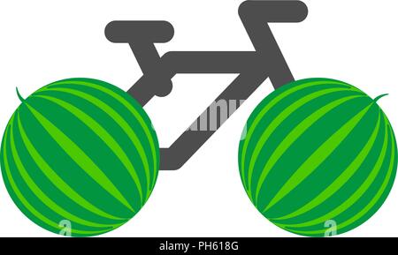 Das Fahrrad ist ein gesunder Lebensstil, kreative Idee. Wassermelonen anstelle der Räder, Bike einfach auf das Symbol. Flache Vector Illustration. Stock Vektor