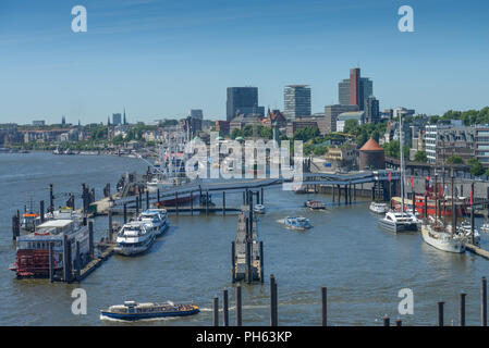 Überseebrücke, Elbe, Hamburg, Deutschland Stockfoto