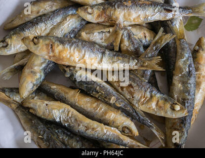 Frisch gegrillte Sardinen Nahaufnahme Stockfoto