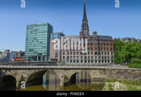 Buerohaus, Zollernbruecke, Nikolaifleet, Hamburg, Deutschland Stockfoto