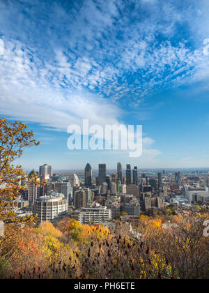 Montreal Stadt von oben Belveder du Mont - royal, Szene, malerische Landschaft Stadt Quebec, Kanada gesehen Stockfoto