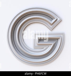 Weiß Bilderrahmen font Buchstaben G 3D Rendering Illustration auf weißem Hintergrund Stockfoto