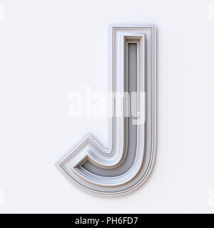 Weiß Bilderrahmen font Buchstaben J 3D Rendering Illustration auf weißem Hintergrund Stockfoto