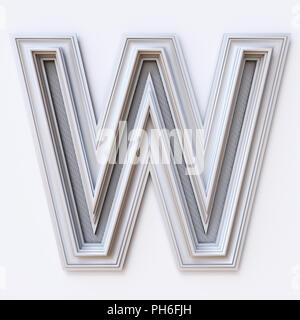 Weiß Bilderrahmen font Buchstaben W 3D Rendering Illustration auf weißem Hintergrund Stockfoto