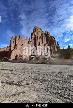 Dramatische Felsformationen in der Quebrada Palala, in der Nähe von Tupiza im südlichen Bolivien Stockfoto