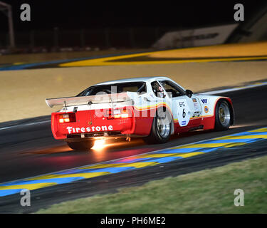 Didier Cazeaux, Jürgen Barth, Dominique Cazeaux, Porsche 924 GTR, Plateau 6, Grid6, 1972-1981 Autos, Le Mans Classic 2018, Juli 2018, Le Mans, Frankreich Stockfoto