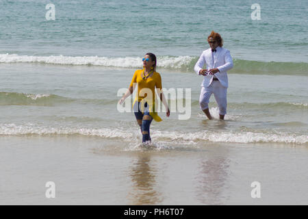 Goa, Indien - 8. Juli 2018 - Bollywood Schauspieler am Strand von Palolem - Goa Stockfoto