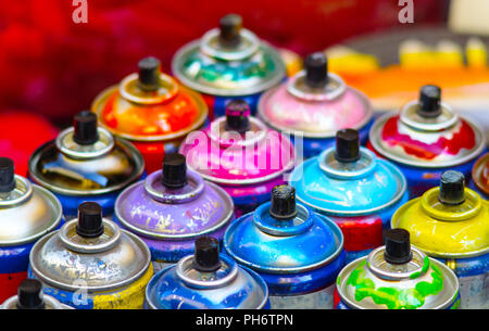 Color Spray Flaschen für Ban Schriftsteller Stockfoto