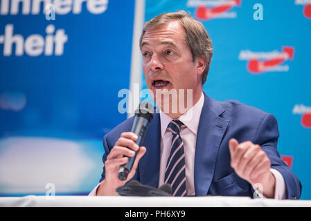 Nigel Farage bei einer AfD-Veranstaltung in Berlin Spandau im September 2017 Stockfoto