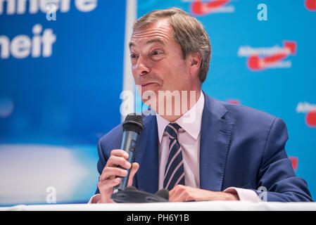 Nigel Farage bei einer AfD-Veranstaltung in Berlin Spandau im September 2017 Stockfoto