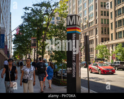 WMATA Metro Center u-bahn haltestelle Marker über dem Boden Stockfoto