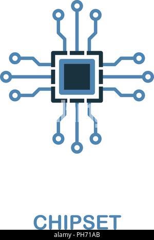 Chipsatz Symbol in zwei Farben. Einfaches element Abbildung. Chipsatz Icon Design von Computer Collection. Symbole für Web Design, Anwendungen, Software, drucken. Stock Vektor