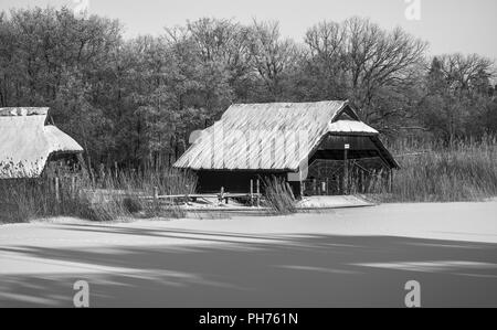 Die Ostsee - bootshäuser in den Bodden Stockfoto