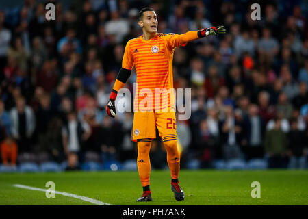 Burnley, Großbritannien. 30. August 2018. Andreas Gianniotis von Olympiakos während der UEFA Europa League Play-Off Runde zweite Bein Übereinstimmung zwischen Burnley und Olympiakos in Turf Moor am 30. August 2018 in Burnley, England. Credit: PHC Images/Alamy leben Nachrichten Stockfoto