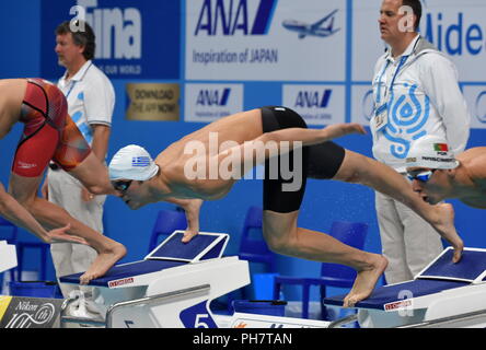 Budapest, Ungarn - 28.Juli 2017. Wettbewerbsfähige Schwimmer MELADINIS Odyssefs (GRE) Schwimmen 50 m Freistil. FINA Schwimm-WM Erste Er Stockfoto