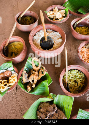 Vertikale Ansicht von einem leckeren Curry aus Sri Lanka. Stockfoto