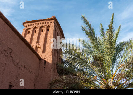 Residenz der Kasbah Ait Benhaddou, Hoher Atlas, Ksar Ait Benhaddou, Ouarzazate Provinz, Souss-Massa-Draâ, Marokko Stockfoto